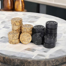 Load image into Gallery viewer, Black and Coral Handmade Marble Checkers pieces Set