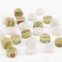 Load image into Gallery viewer, Black and Coral Handmade Marble Checkers pieces Set