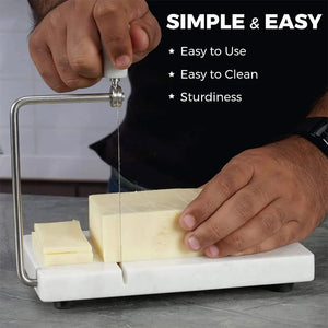 Handmade Marble Cheese Slicer-Cutting Board with Wire