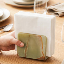 Load image into Gallery viewer, Marble Mini Napkin Holder, 3" x 4" Inch Natural Stone Upright Holder for Paper Napkins on Kitchen Counter, Dining Table or Home Bar, Halloween Cocktail Bar
