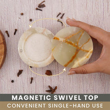 Load image into Gallery viewer, Marble Salt Cellar Small with Magnetic Lid Handmade Kitchen Salt & Spice Container