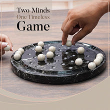 Load image into Gallery viewer, Peg Solitaire 10” Marble Puzzle Game, Marble Peg Solitaire Board Game, Marble Solitaire Puzzle