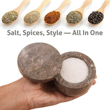Load image into Gallery viewer, Marble Salt Cellar Small with Magnetic Lid Handmade Kitchen Salt & Spice Container