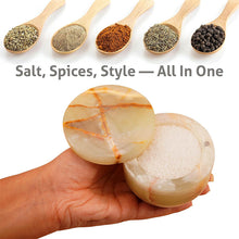 Load image into Gallery viewer, Marble Salt Cellar Small with Magnetic Lid Handmade Kitchen Salt & Spice Container