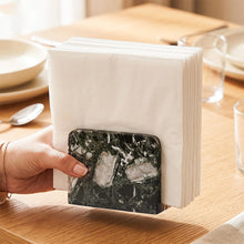 Load image into Gallery viewer, Marble Mini Napkin Holder, 3" x 4" Inch Natural Stone Upright Holder for Paper Napkins on Kitchen Counter, Dining Table or Home Bar, Halloween Cocktail Bar