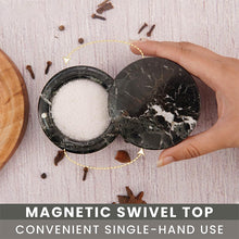 Load image into Gallery viewer, Marble Salt Cellar Small with Magnetic Lid Handmade Kitchen Salt & Spice Container