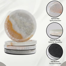 Load image into Gallery viewer, Premium Marble Depth Design Coaster Plates Set of 4 Luxury Table Coasters, Marble Coasters