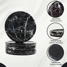 Load image into Gallery viewer, Premium Marble Depth Design Coaster Plates Set of 4 Luxury Table Coasters, Marble Coasters