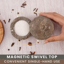 Load image into Gallery viewer, Marble Salt Cellar Small with Magnetic Lid Handmade Kitchen Salt & Spice Container