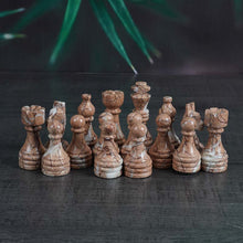 Load image into Gallery viewer, white and marinara chess pieces and chess board
