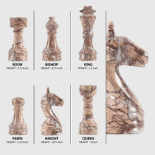 Load image into Gallery viewer, white and marinara chess pieces and chess board