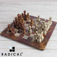 Load image into Gallery viewer, 15 Inches Handmade Red &amp; Coral Marble Premium Quality Chess Set
