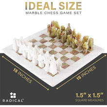 Load image into Gallery viewer, 15 Inches White And Green Antique Handmade Premium Quality Marble Chess Set
