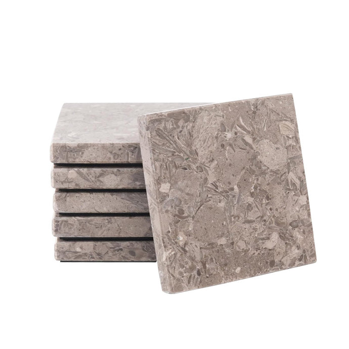 Marble Set of 6 Kitchen Square Coaster Plates