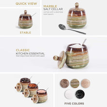 Load image into Gallery viewer, SALT CANDY BELL SMALL Handcrafted Marble Salt Cellar with Lid &amp; Spoon – Large Decorative Salt Candy Bell Storage Jar
