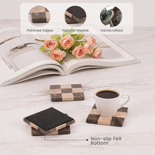 Load image into Gallery viewer, Luxury Checkered Coasters Plates Set of 4, Decorative Drink Coasters for Home &amp; Office
