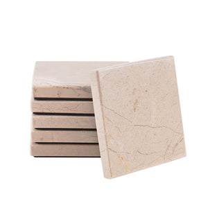 Marble Set of 6 Kitchen Square Coaster Plates