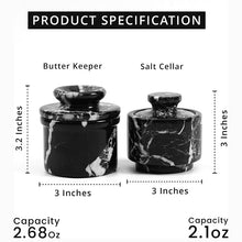 Load image into Gallery viewer, Marble Butter Keeper &amp; Salt Cellar Set,  Stone Kitchen Counter Containers for Butter, Salt, Sugar &amp; Spice, Elegant Countertop Storage &amp; Table Accessories
