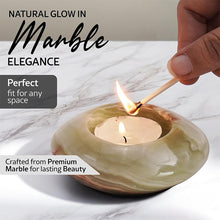 Load image into Gallery viewer, Tea Light Candle Holders Set of 3 – Handcrafted Natural Marble Tealight &amp; Votive Holders
