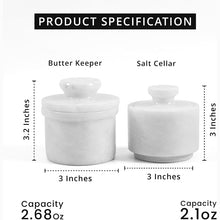 Load image into Gallery viewer, Marble Butter Keeper &amp; Salt Cellar Set,  Stone Kitchen Counter Containers for Butter, Salt, Sugar &amp; Spice, Elegant Countertop Storage &amp; Table Accessories
