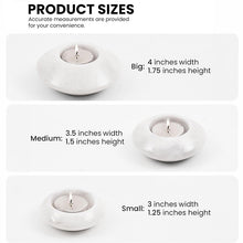 Load image into Gallery viewer, Tea Light Candle Holders Set of 3 – Handcrafted Natural Marble Tealight &amp; Votive Holders
