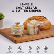Load image into Gallery viewer, Marble Butter Keeper &amp; Salt Cellar Set,  Stone Kitchen Counter Containers for Butter, Salt, Sugar &amp; Spice, Elegant Countertop Storage &amp; Table Accessories
