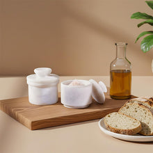 Load image into Gallery viewer, Marble Butter Keeper &amp; Salt Cellar Set,  Stone Kitchen Counter Containers for Butter, Salt, Sugar &amp; Spice, Elegant Countertop Storage &amp; Table Accessories
