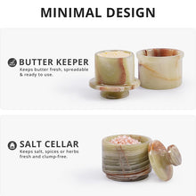 Load image into Gallery viewer, Marble Butter Keeper &amp; Salt Cellar Set,  Stone Kitchen Counter Containers for Butter, Salt, Sugar &amp; Spice, Elegant Countertop Storage &amp; Table Accessories
