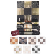 Load image into Gallery viewer, Luxury Checkered Coasters Plates Set of 4, Decorative Drink Coasters for Home &amp; Office
