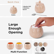 Load image into Gallery viewer, Marble Salt Cellar with Spoon - Handmade Salt Jar with Lid | Kitchen Storage Container
