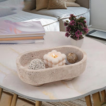 Load image into Gallery viewer, Marble Oval Bowl With Stand 10" Inches Handmade Decorative Bowl
