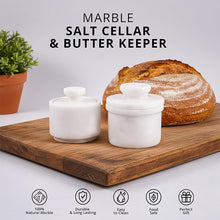 Load image into Gallery viewer, Marble Butter Keeper &amp; Salt Cellar Set,  Stone Kitchen Counter Containers for Butter, Salt, Sugar &amp; Spice, Elegant Countertop Storage &amp; Table Accessories
