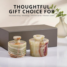 Load image into Gallery viewer, Marble Butter Keeper &amp; Salt Cellar Set,  Stone Kitchen Counter Containers for Butter, Salt, Sugar &amp; Spice, Elegant Countertop Storage &amp; Table Accessories
