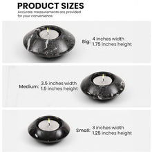 Load image into Gallery viewer, Tea Light Candle Holders Set of 3 – Handcrafted Natural Marble Tealight &amp; Votive Holders
