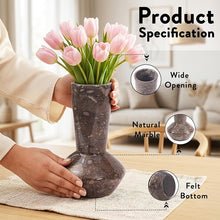 Load image into Gallery viewer, Marble Vase for Flowers 20cm, Handmade Flower Vase, Elegant Home Decor Vase, Modern Decorative Vases for Living Room, Bedroom Shelf &amp; Table Centerpiece

