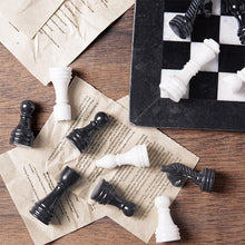 Load image into Gallery viewer, Luxury Black &amp; White Premium Marble Chess Figures Set | Handmade Stone Chess Pieces for Chess Boards
