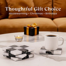 Load image into Gallery viewer, Luxury Checkered Coasters Plates Set of 4, Decorative Drink Coasters for Home &amp; Office
