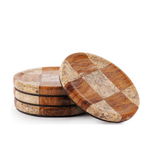 Load image into Gallery viewer, Marble Coasters Set of 4, Handmade 4 inch Round Stone Coaster, Drink Checkered Coaster Plates for Coffee Table, Stylish Bar Accessories &amp; Modern Home Décor
