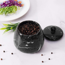 Load image into Gallery viewer, Marble Salt Cellar with Spoon - Handmade Salt Jar with Lid | Kitchen Storage Container
