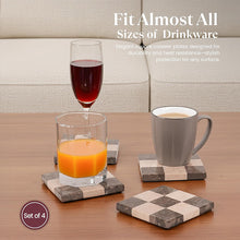 Load image into Gallery viewer, Luxury Checkered Coasters Plates Set of 4, Decorative Drink Coasters for Home &amp; Office
