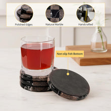 Load image into Gallery viewer, Marble Coasters Set of 4, Handmade 4 inch Round Stone Coaster, Drink Checkered Coaster Plates for Coffee Table, Stylish Bar Accessories &amp; Modern Home Décor
