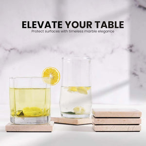 Marble Set of 6 Kitchen Square Coaster Plates