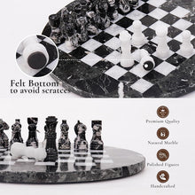 Load image into Gallery viewer, 30cm Round Marble Chess Set ZEBRA BLACK &amp; WHITE with Local Storage Box – Classic Strategy Board Game for Home &amp; Gift
