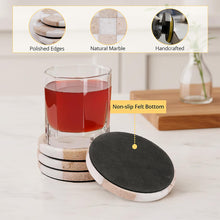 Load image into Gallery viewer, Marble Coasters Set of 4, Handmade 4 inch Round Stone Coaster, Drink Checkered Coaster Plates for Coffee Table, Stylish Bar Accessories &amp; Modern Home Décor
