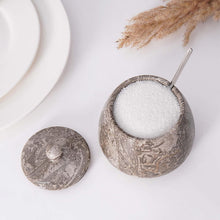 Load image into Gallery viewer, Marble Salt Cellar with Spoon - Handmade Salt Jar with Lid | Kitchen Storage Container
