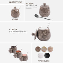 Load image into Gallery viewer, SALT CANDY BELL SMALL Handcrafted Marble Salt Cellar with Lid &amp; Spoon – Large Decorative Salt Candy Bell Storage Jar
