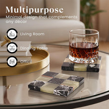Load image into Gallery viewer, Luxury Checkered Coasters Plates Set of 4, Decorative Drink Coasters for Home &amp; Office
