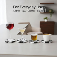 Load image into Gallery viewer, Marble Coasters Set of 4, Handmade 4 inch Round Stone Coaster, Drink Checkered Coaster Plates for Coffee Table, Stylish Bar Accessories &amp; Modern Home Décor
