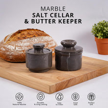 Load image into Gallery viewer, Marble Butter Keeper &amp; Salt Cellar Set,  Stone Kitchen Counter Containers for Butter, Salt, Sugar &amp; Spice, Elegant Countertop Storage &amp; Table Accessories

