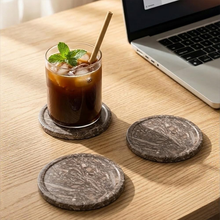 Load image into Gallery viewer, Marble Coasters for Drinks Set of 6 – Natural Stone Round Coasters with Holder for Table Protection
